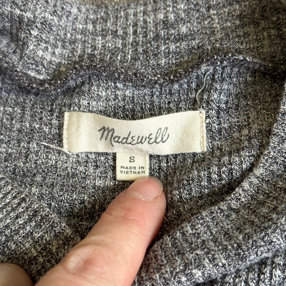 Madewell‎ Grey Marled Ribbed Knit Mock Neck Sleeveless Shift Midi Dress G5014 S - Picture 4 of 6